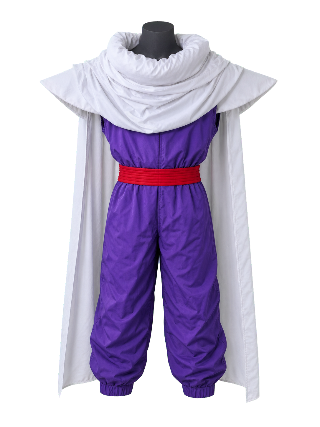 White cape and purple suit costume product shot